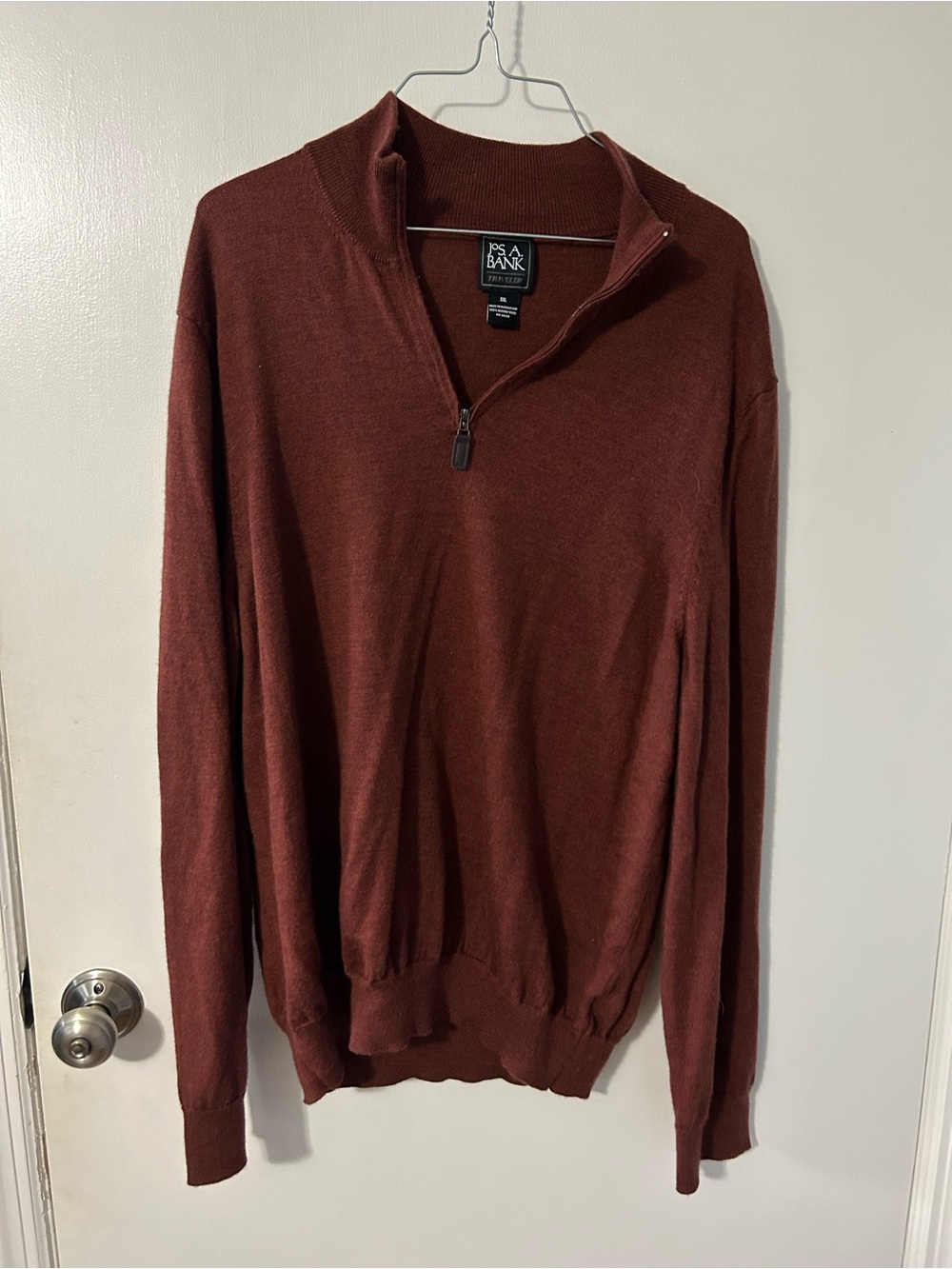 Jos. A. Bank Men's Half-Zip Sweater in Deep Burgundy
